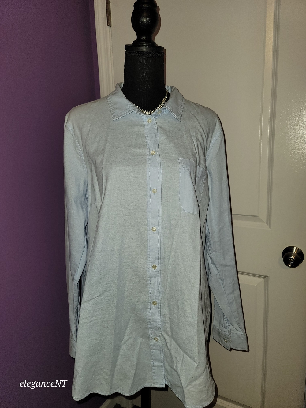 Old Navy Light Blue Button-Down Shirt - Women's Long Sleeve Sz: XL - Picture 8 of 9
